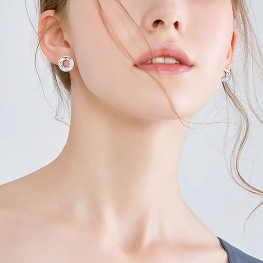 Sterling Silver Inlaid Moissanite Earrings - Southern Shores Clothing