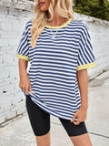 Lovelet Striped Round Neck Half Sleeve T-Shirt - Southern Shores Clothing