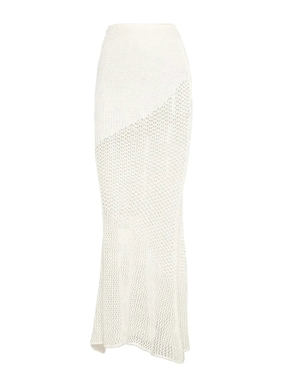Crochet Tie Front Long Sleeve Top And Maxi Skirt Two Piece Set - Southern Shores Clothing