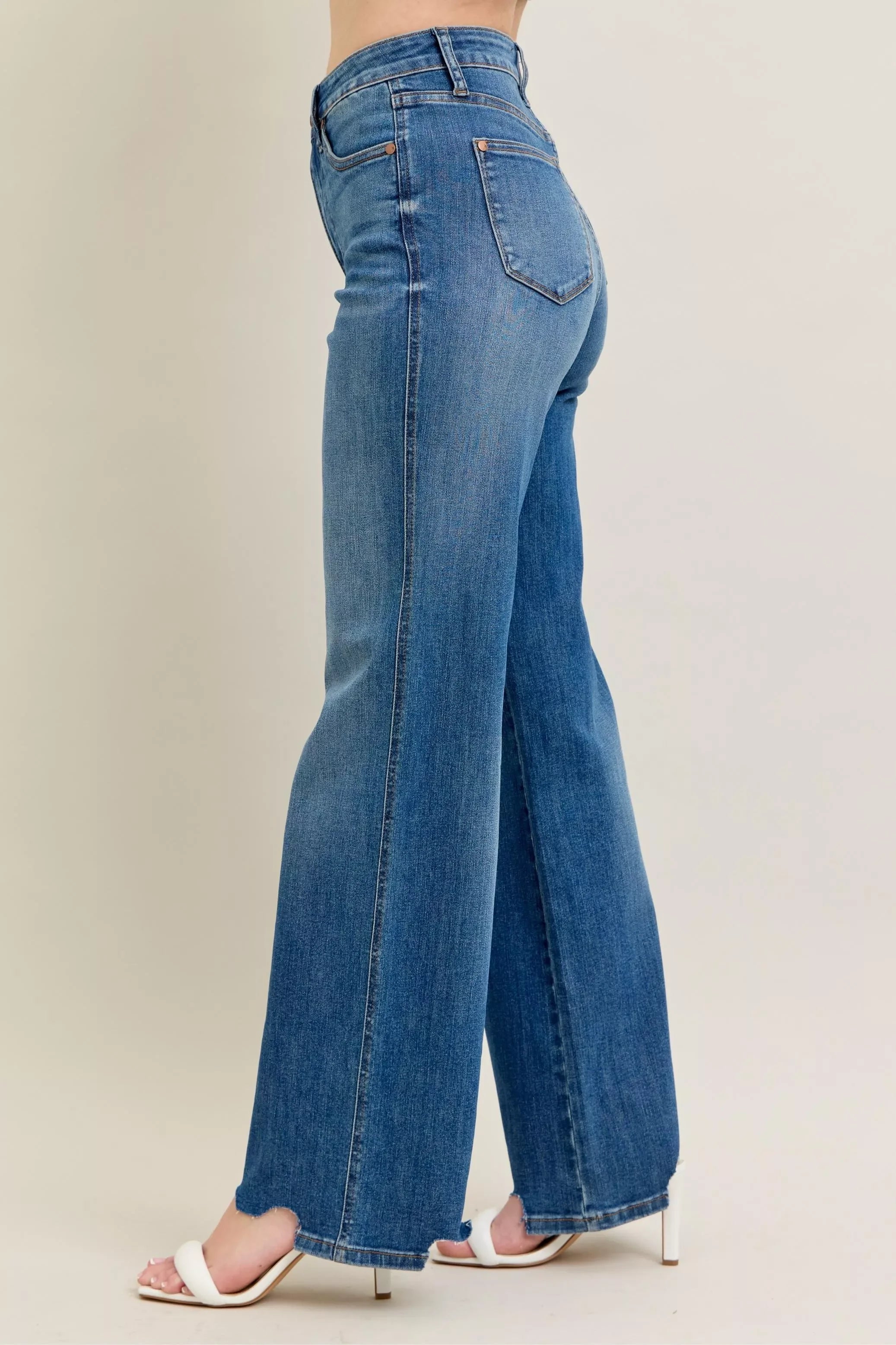 High Waist Tummy Control Wide Leg Jeans Plus Size Denim - Southern Shores Clothing