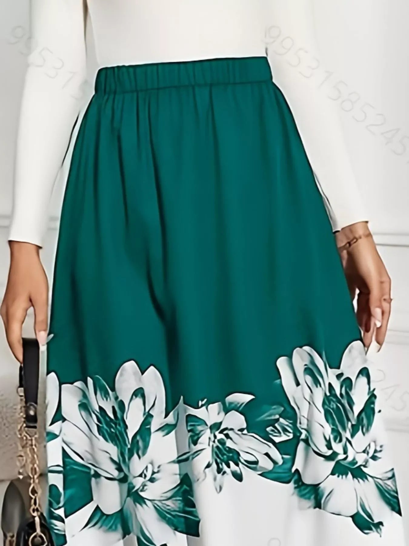Lightweight Floral Print A Line Midi Skirt - Southern Shores Clothing
