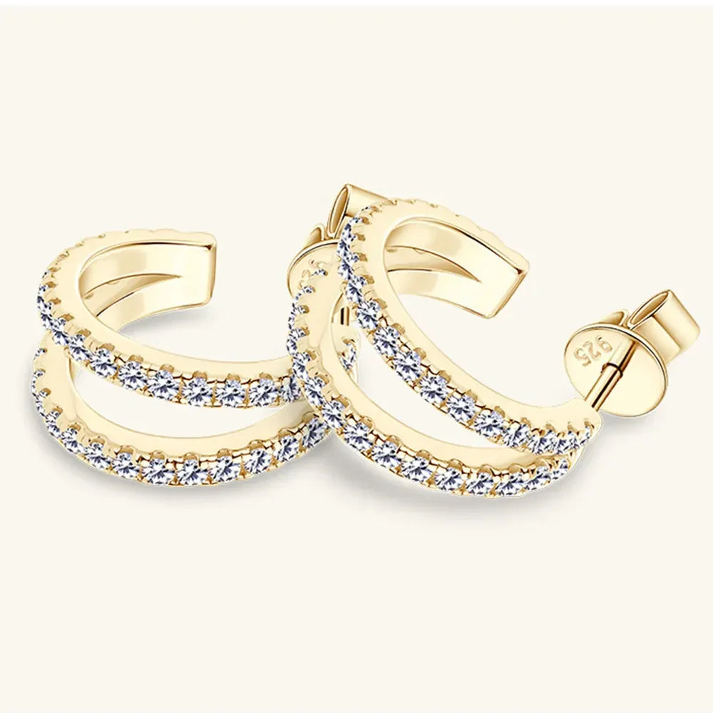 Moissanite Sterling Silver C-Hoop Earrings - Southern Shores Clothing