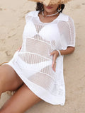 One Size Sheer Hollow Out Collared Neck Cover Up - Southern Shores Clothing