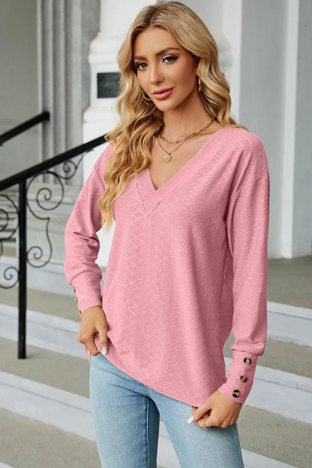 V-Neck Lantern Sleeve T-Shirt - Southern Shores Clothing