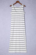 Striped Slit Sleeveless Maxi Dress - Southern Shores Clothing