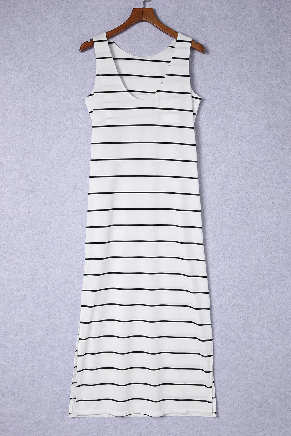Striped Slit Sleeveless Maxi Dress - Southern Shores Clothing