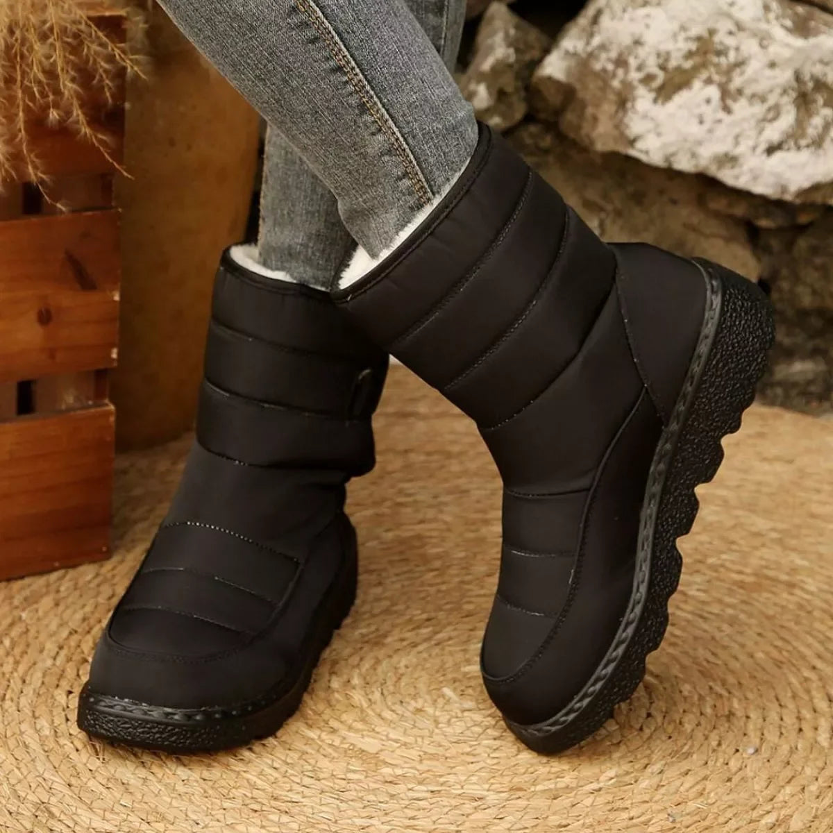 Round Toe Platform Boots With Flat Heel Style