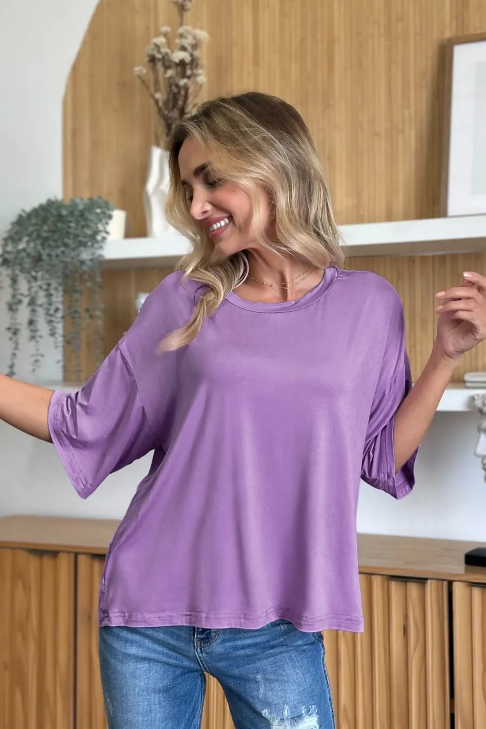 Bamboo Basic Round Neck Drop Shoulder T Shirt - Southern Shores Clothing