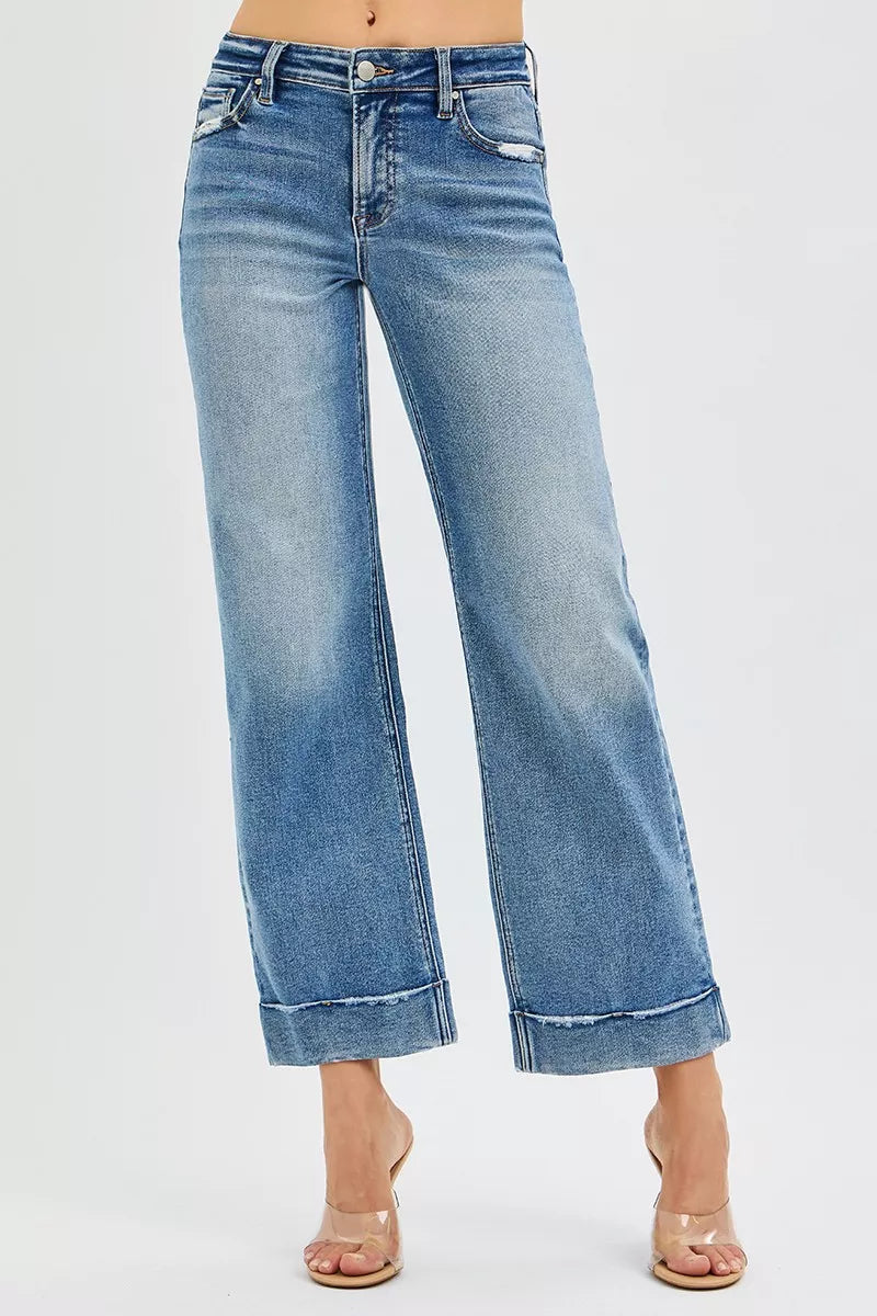 Coastal Risen Mid Rise Crop Straight Jeans - Taylor Cuff Plus Size