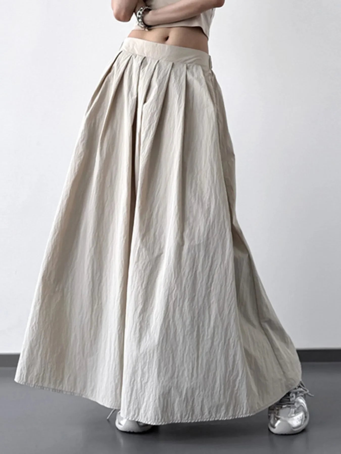 Elegant Pleated Maxi Skirt With Ruched Design - Southern Shores Clothing