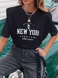 Letter Round Neck Half Sleeve T-Shirt - Southern Shores Clothing