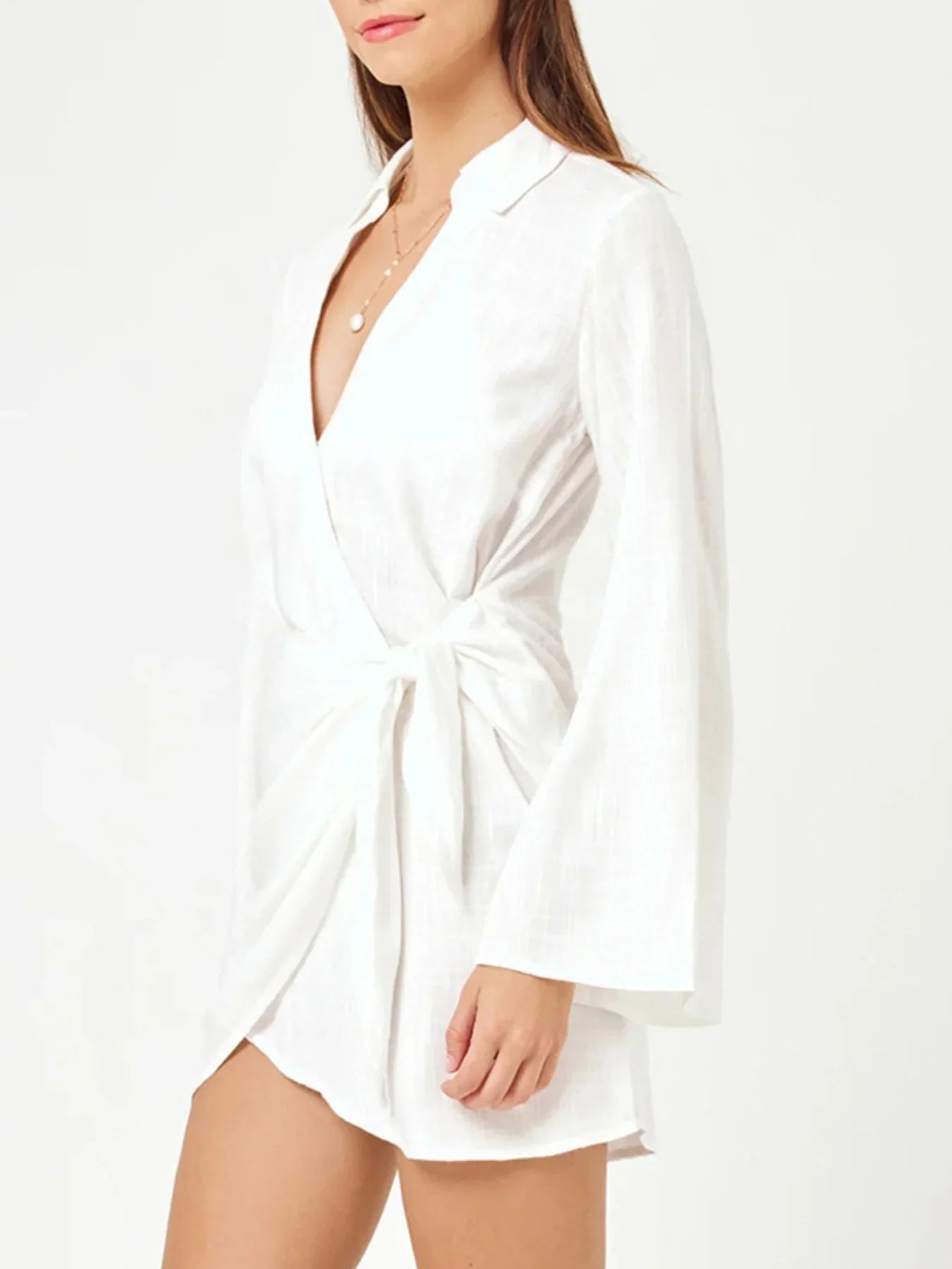 Tied Long Sleeve Cover Up Dress for Resort Wear Vacation Ready - Southern Shores Clothing