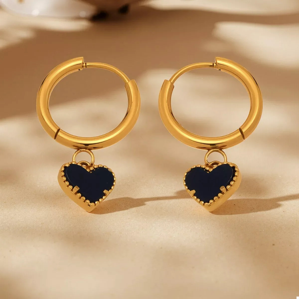18K Gold Plated Heart Hoop Earrings With Coastal Design - Southern Shores Clothing