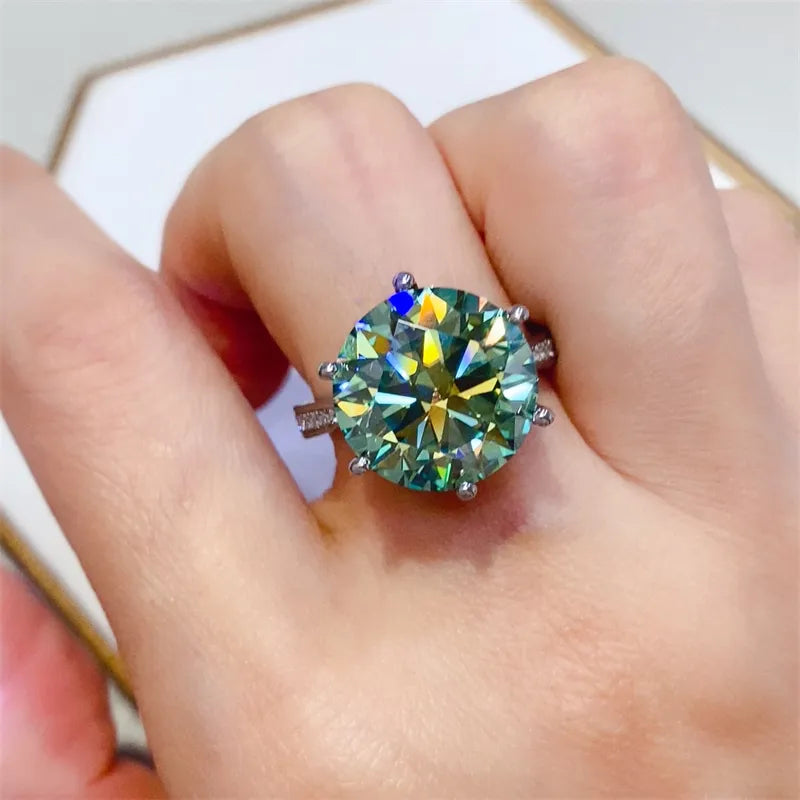 Southern Shores 10 Carat Moissanite Platinum-Plated Sterling Silver Ring