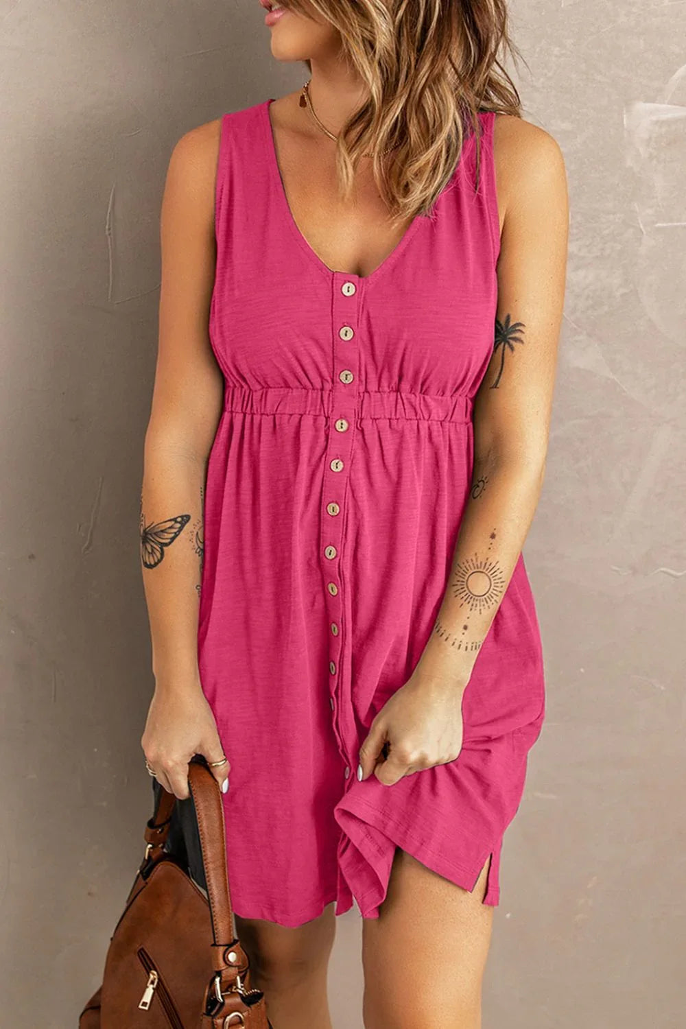 Casual Sleeveless Button Down Mini Magic Dress - Southern Shores Clothing
