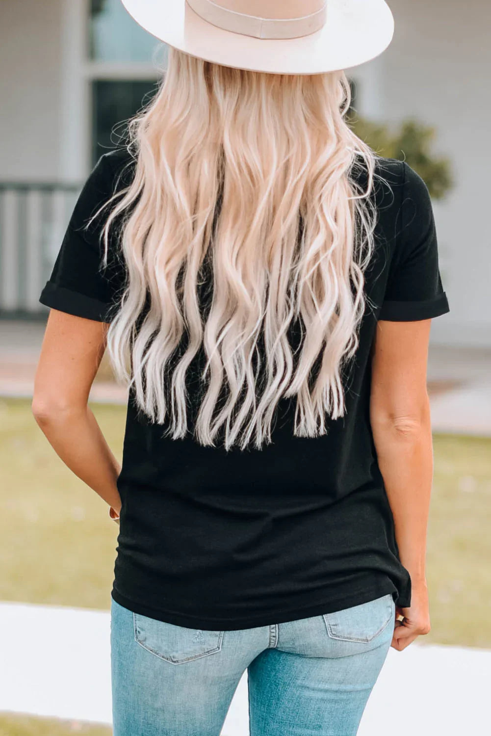 Chic Slogan Graphic Round Neck Short Sleeve Tee - Southern Shores Clothing