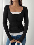 Lace Detail Long Sleeve T-Shirt - Southern Shores Clothing
