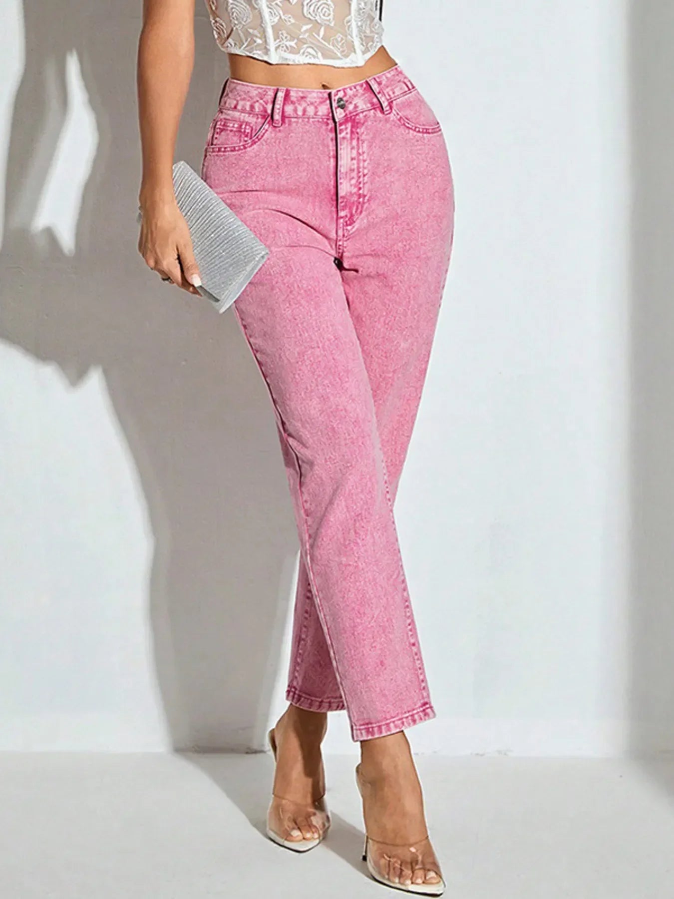 Charleston Inspired High-Waisted Straight-Leg Denim Jeans - Southern Shores Clothing