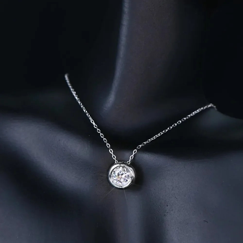 1 Carat Moissanite Rose Gold Plated Sterling Silver Necklace - Southern Shores Clothing