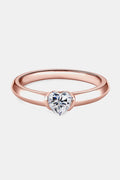 Sterling Silver Moissanite Heart Ring Rose Gold Plating - Southern Shores Clothing