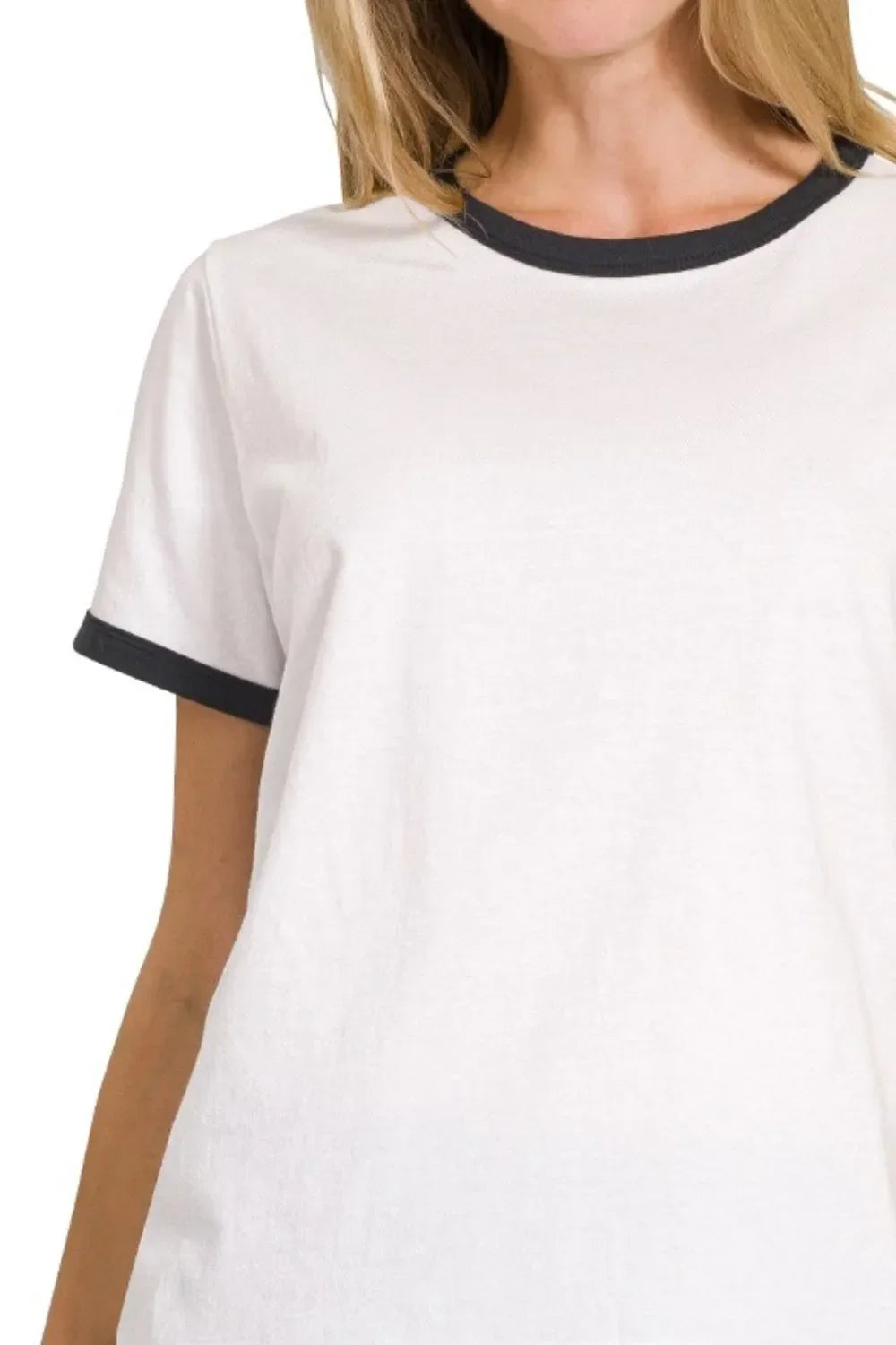 Cotton Blend Short Sleeve Contrast Binding Tee - Southern Shores Clothing