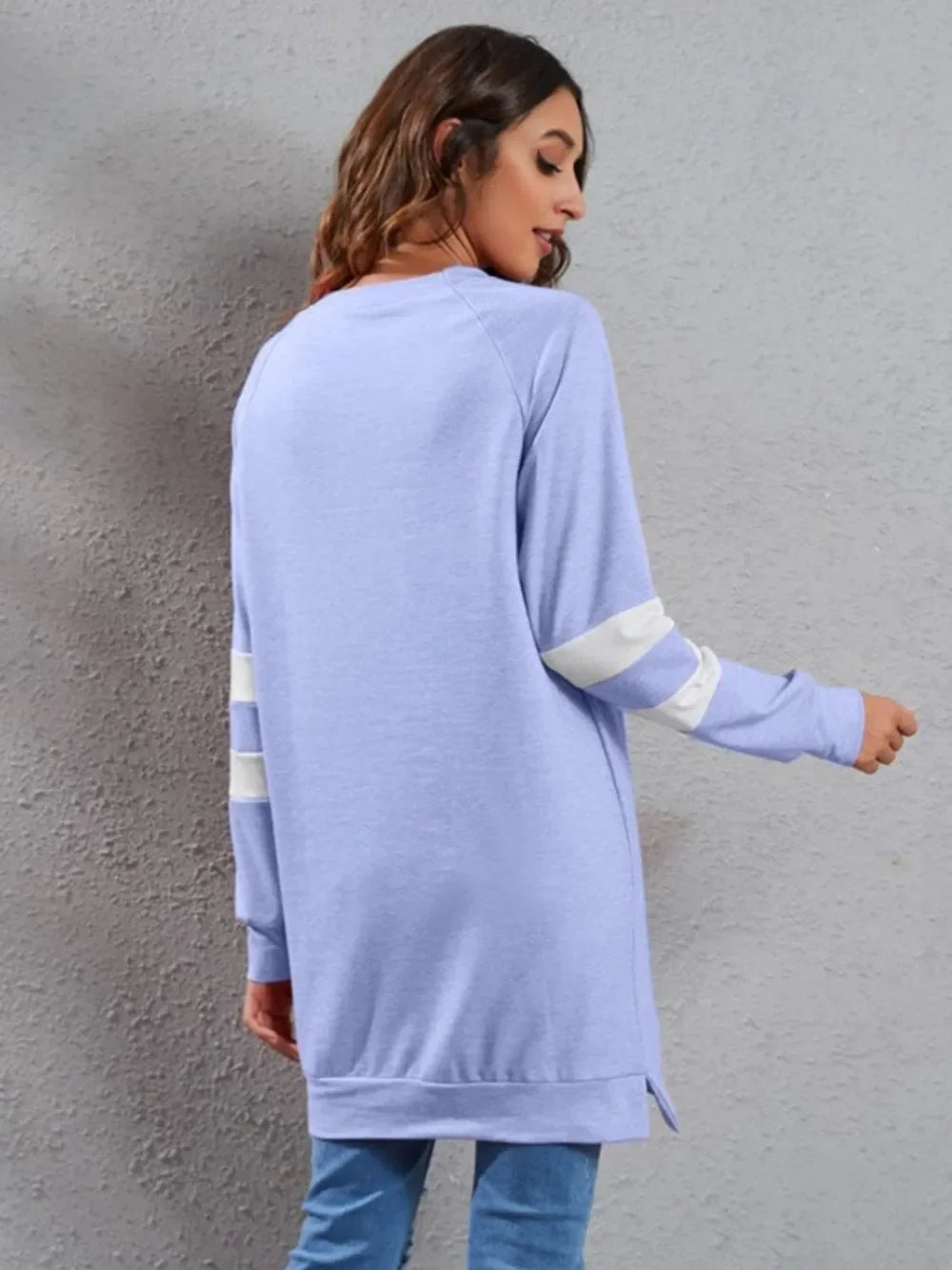 Full Size Striped Round Neck Long Sleeve T-Shirt - Southern Shores Clothing