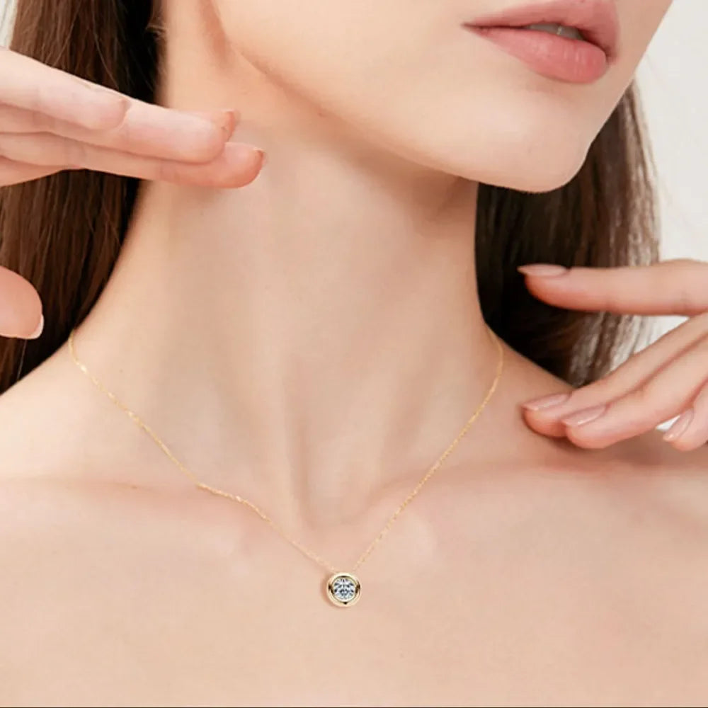 1 Carat Moissanite Rose Gold Plated Sterling Silver Necklace - Southern Shores Clothing