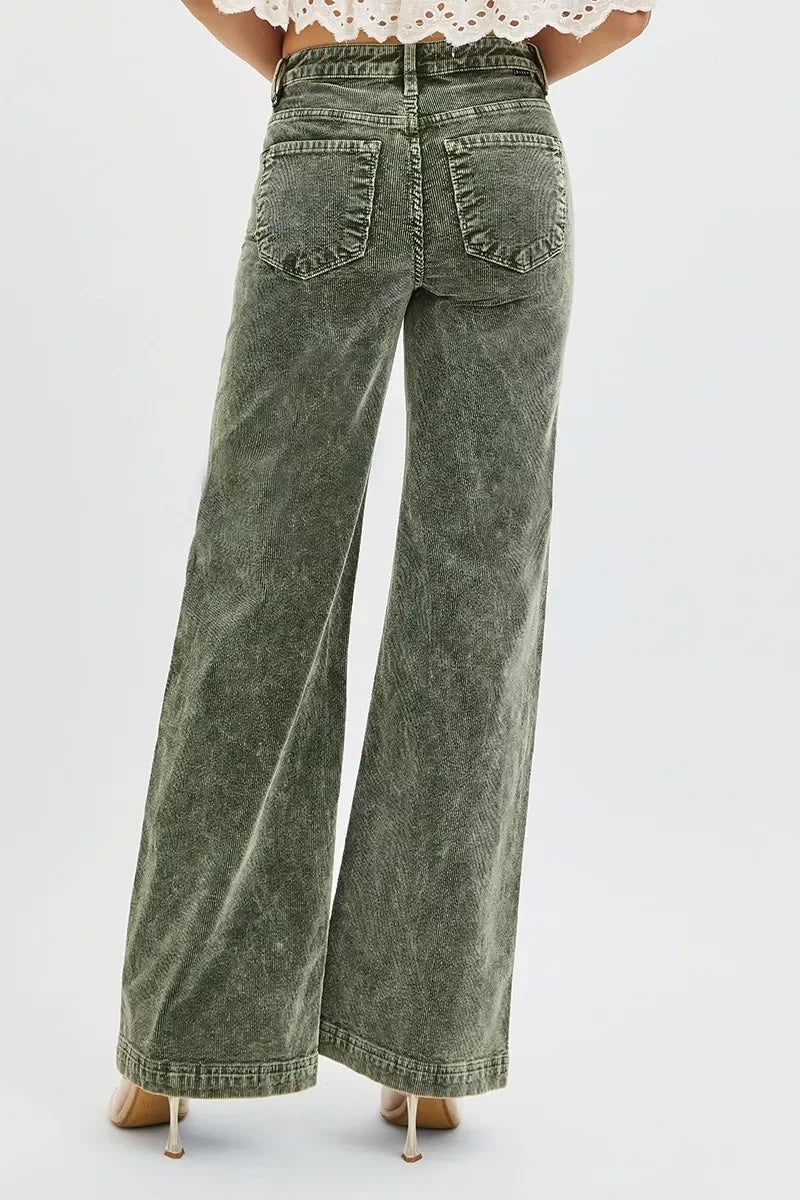 High Rise Wide Leg Corduroy Jeans Plus Size - Southern Shores Clothing