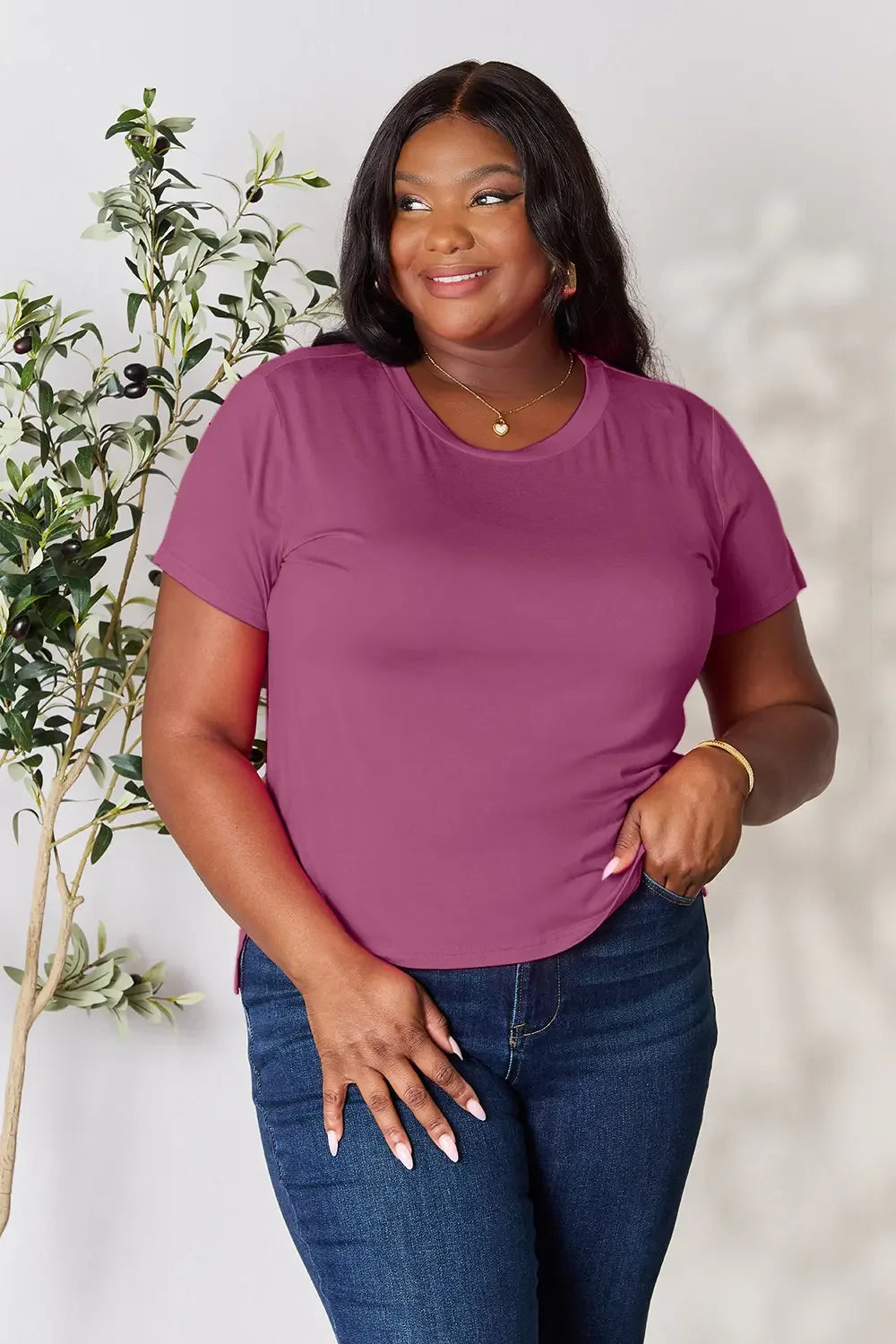 Plus Size Round Neck Short Sleeve T Shirt - Southern Shores Clothing
