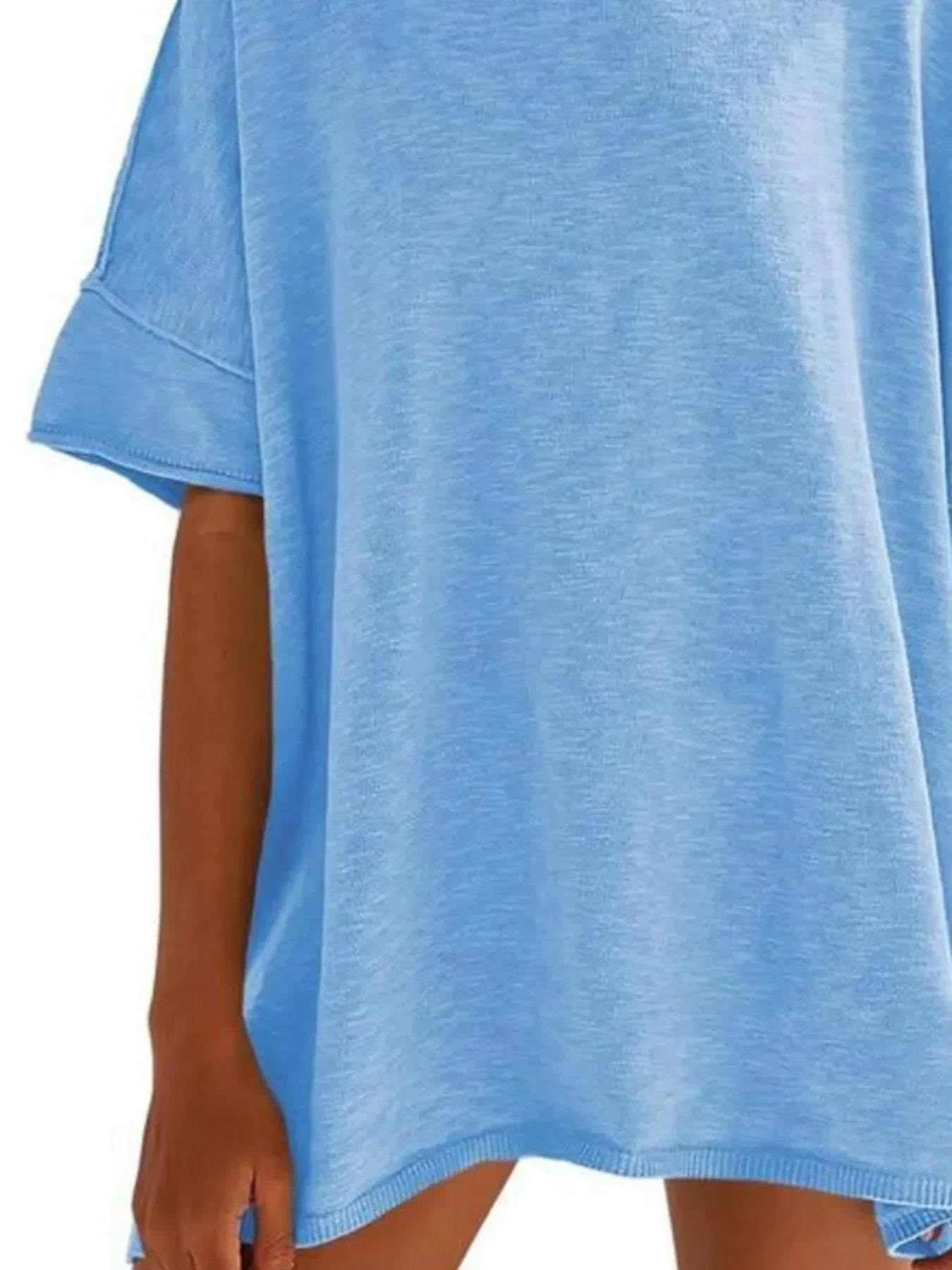 Oversized Round Neck Drop Shoulder Stretchy T Shirt - Southern Shores Clothing