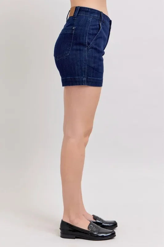 Plus Size High Waist Denim Shorts With Pockets - Southern Shores Clothing