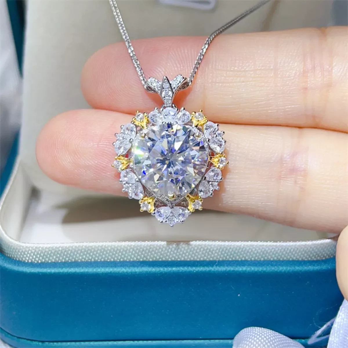 5 Carat Moissanite Necklace Platinum-Plated Sterling Silver - Southern Shores Clothing