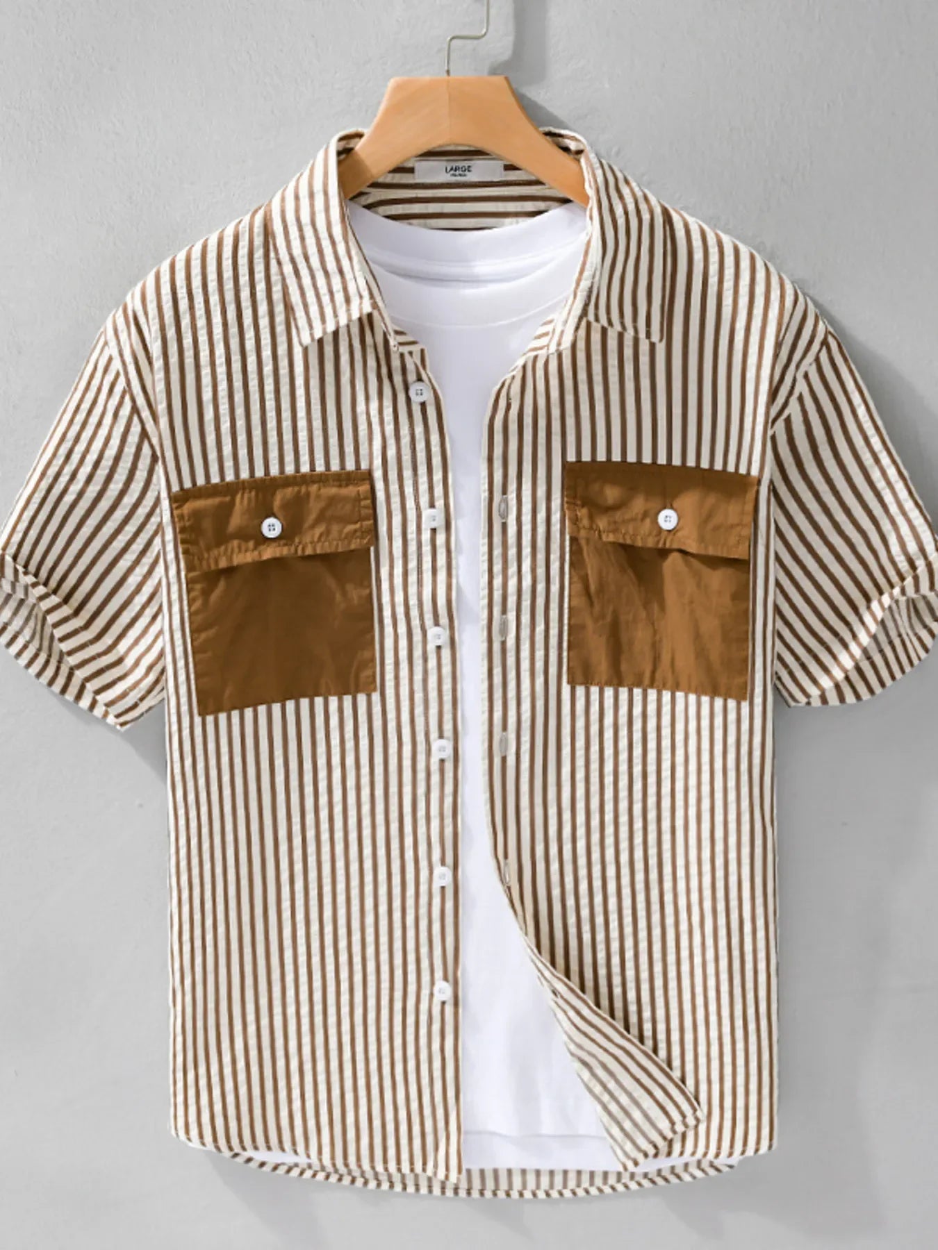 Plus Size Striped Cotton Button-Up Shirt - Southern Shores Clothing