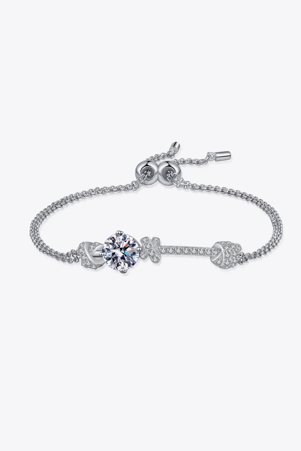 Moissanite Sterling Silver Rhodium-Plated Minimalist Bracelet - Southern Shores Clothing