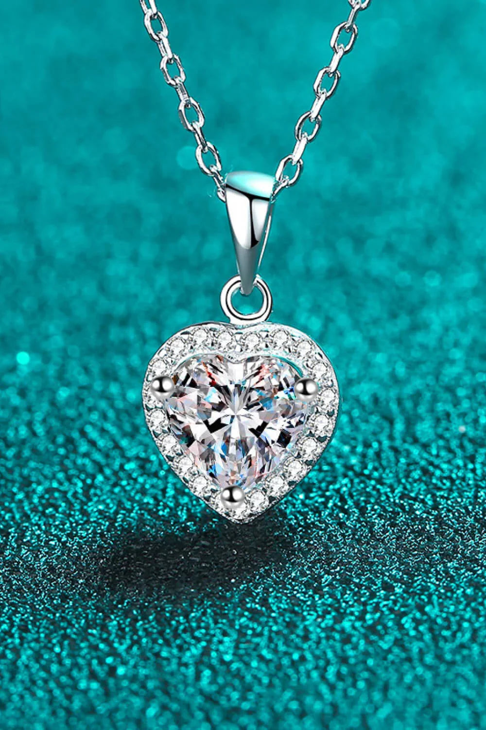 1 Carat Moissanite Heart Necklace in Sterling Silver - Southern Shores Clothing
