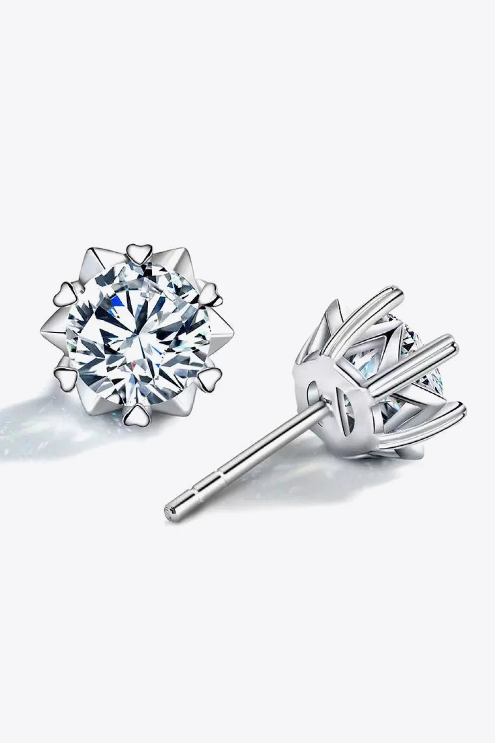 4 Carat Moissanite Stud Earrings Sterling Silver - Southern Shores Clothing