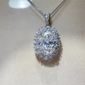 8 Carat Moissanite Halo Pendant Necklace In Sterling Silver - Southern Shores Clothing