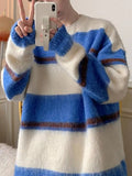 Striped Fuzzy Knit Pullover Soft Stretch - Southern Shores Clothing