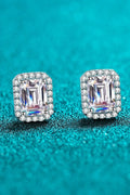 1 Carat Moissanite Square Stud Earrings Rhodium Plated - Southern Shores Clothing
