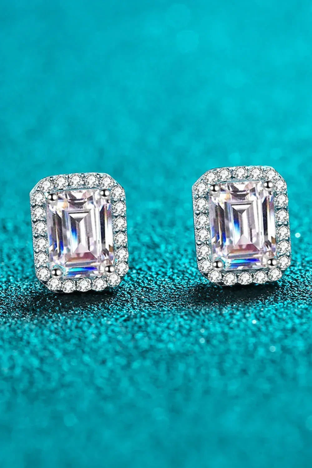 1 Carat Moissanite Square Stud Earrings Rhodium Plated - Southern Shores Clothing
