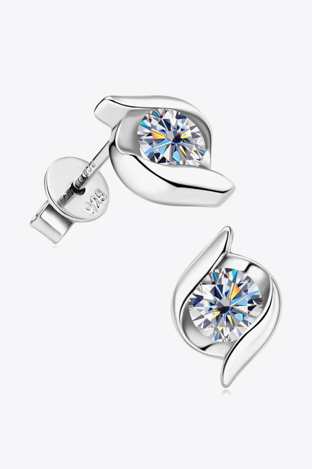 Minimalist Moissanite Sterling Silver 1 Carat Stud Earrings - Southern Shores Clothing