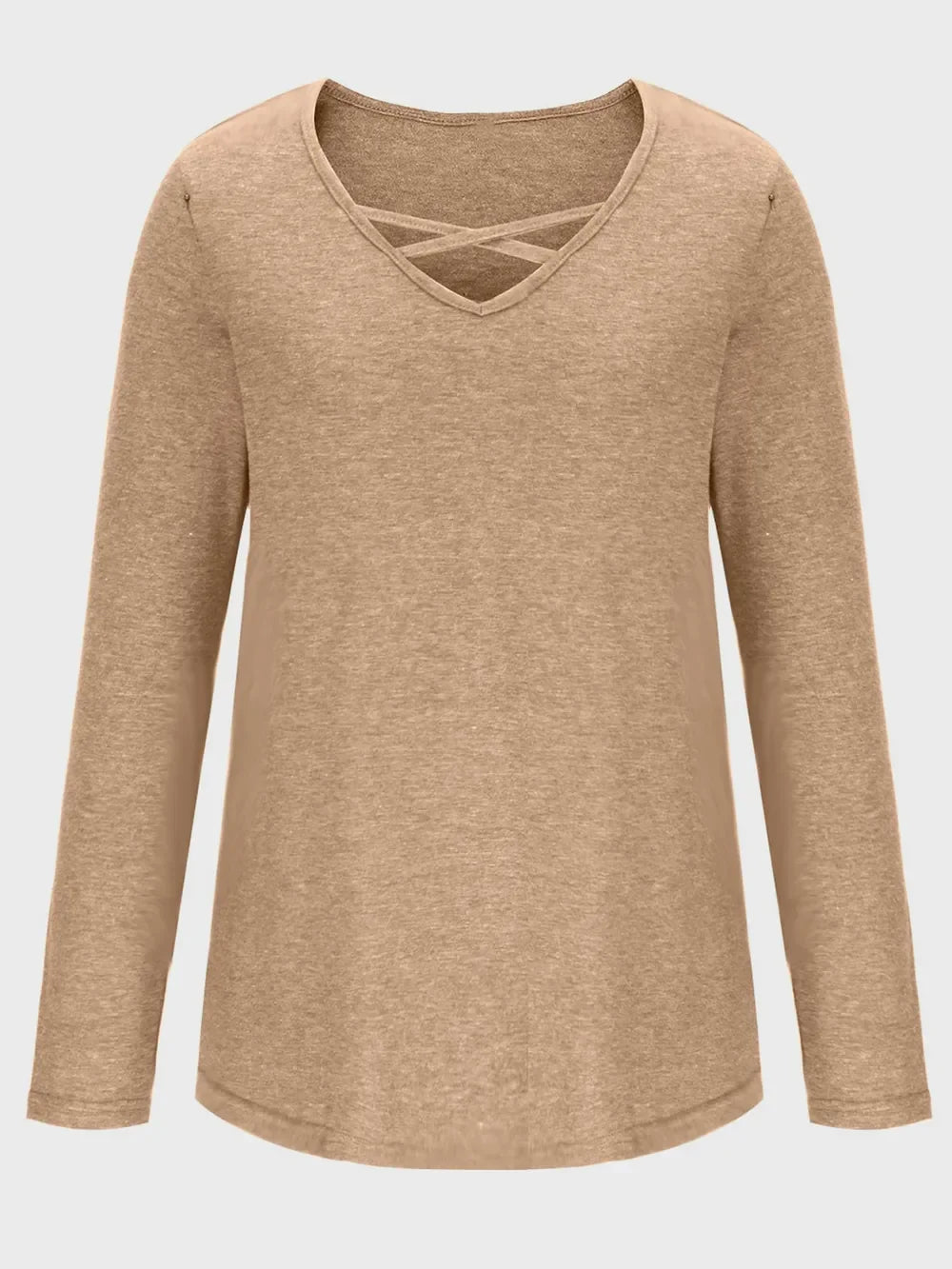 Crisscross V-Neck Long Sleeve T-Shirt - Southern Shores Clothing