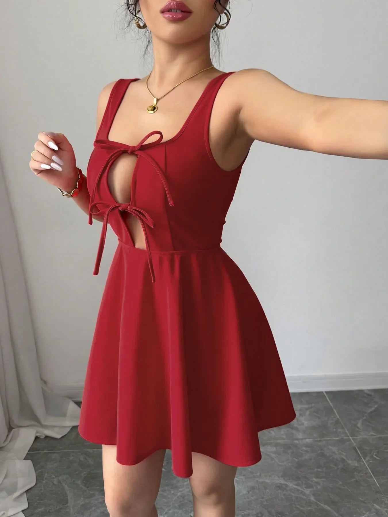 Tie Front Wide Strap Dress With Breezy Fit - Southern Shores Clothing