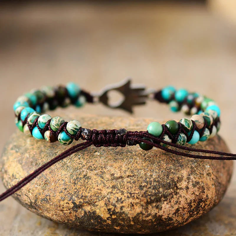 Beaded Stainless Steel Turquoise Adjustable Bracelet - Southern Shores Clothing