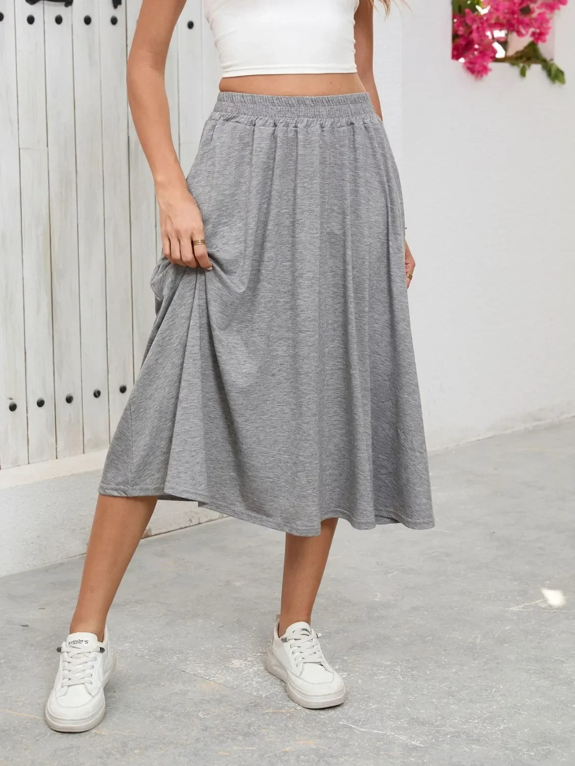 Relaxed Fit Elastic Waist Skirt With Pockets - Southern Shores Clothing