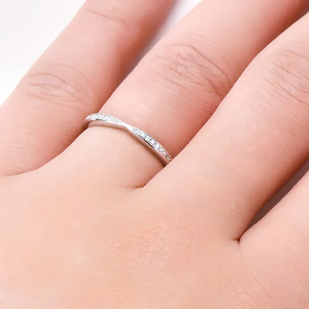 Sterling Silver Inlaid Moissanite Ring With Coastal Shine - Southern Shores Clothing