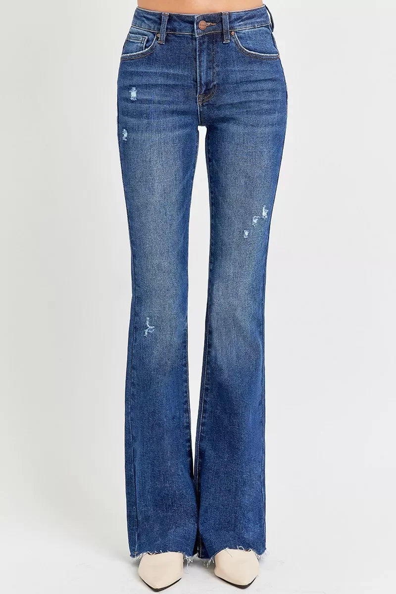 Distressed Mid Rise Flare Jeans Plus Size Denim - Southern Shores Clothing