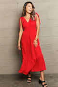 Casual Drawstring V Neck Sleeveless Maxi Dress - Southern Shores Clothing