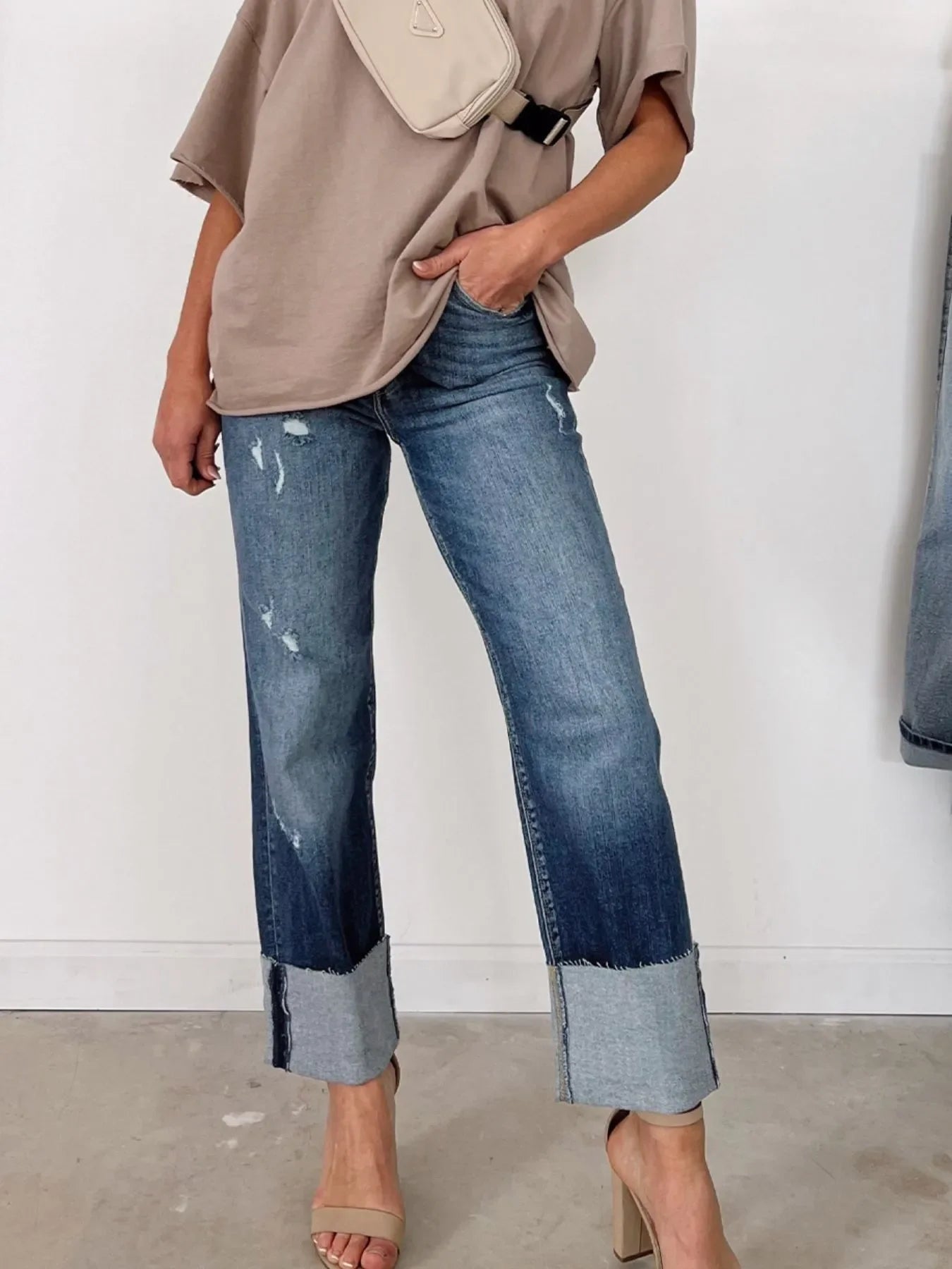 Coastal Inspired High Waist Distressed Straight Leg Jeans - Southern Shores Clothing