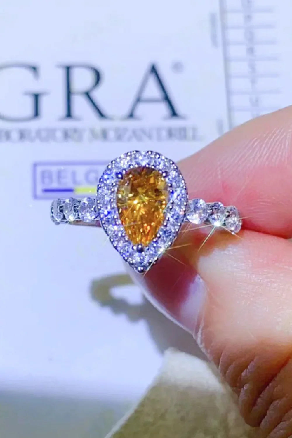 1 Carat Moissanite Contrast Teardrop Ring - Southern Shores Clothing